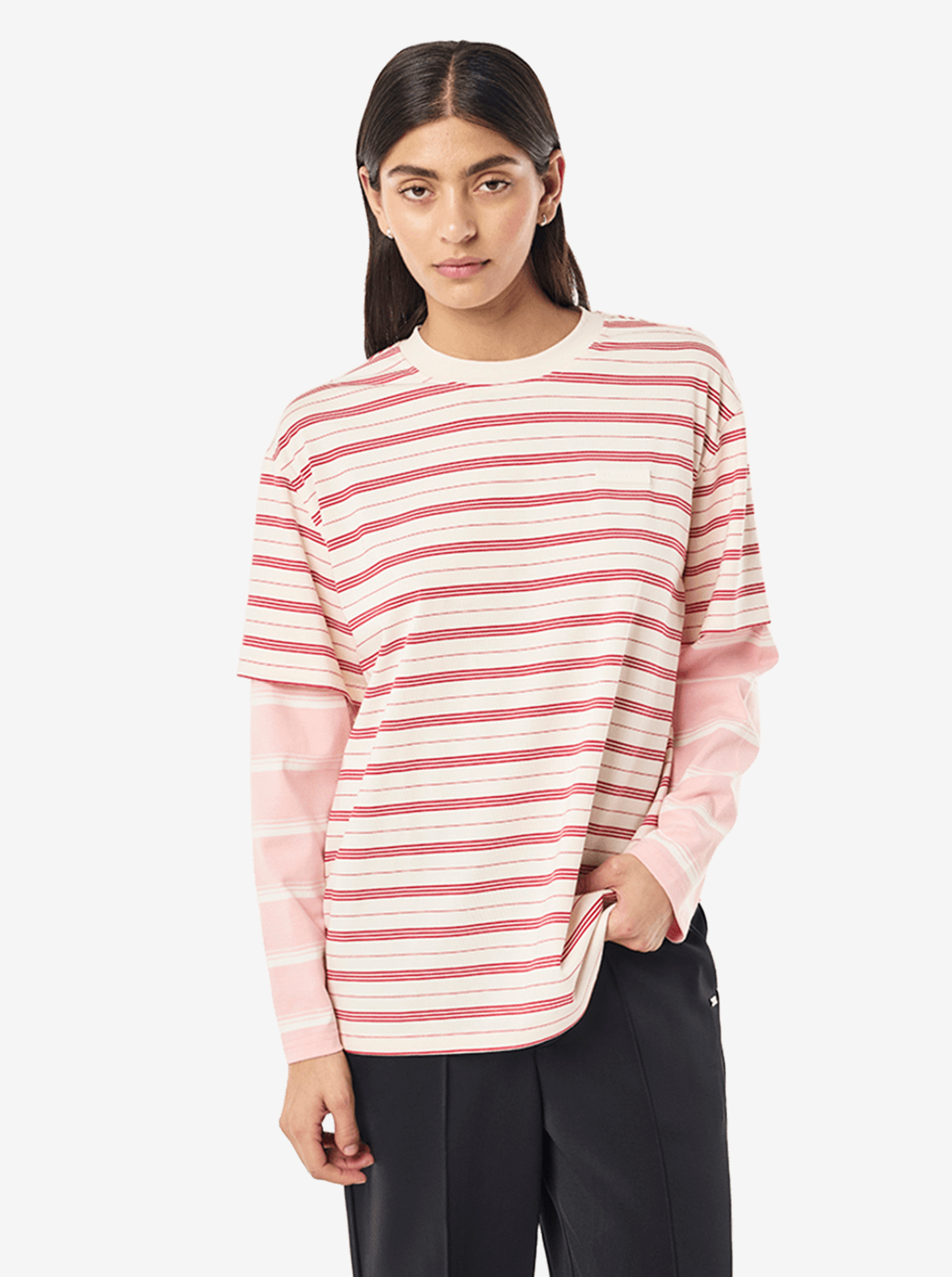 Spark Long Sleeve Tee in Soft Pink Stripe