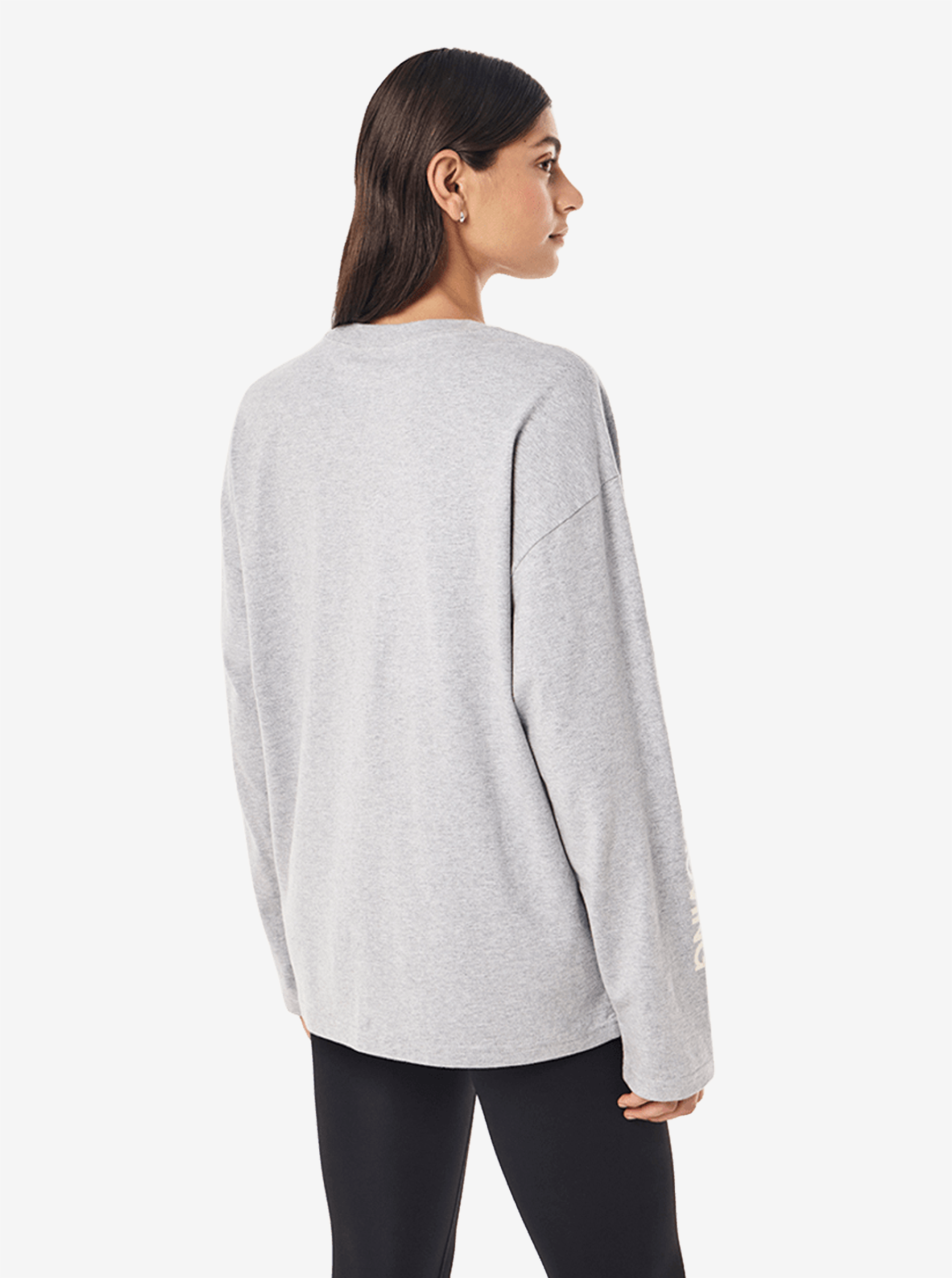 Snap Long Sleeve Tee in Grey Marle
