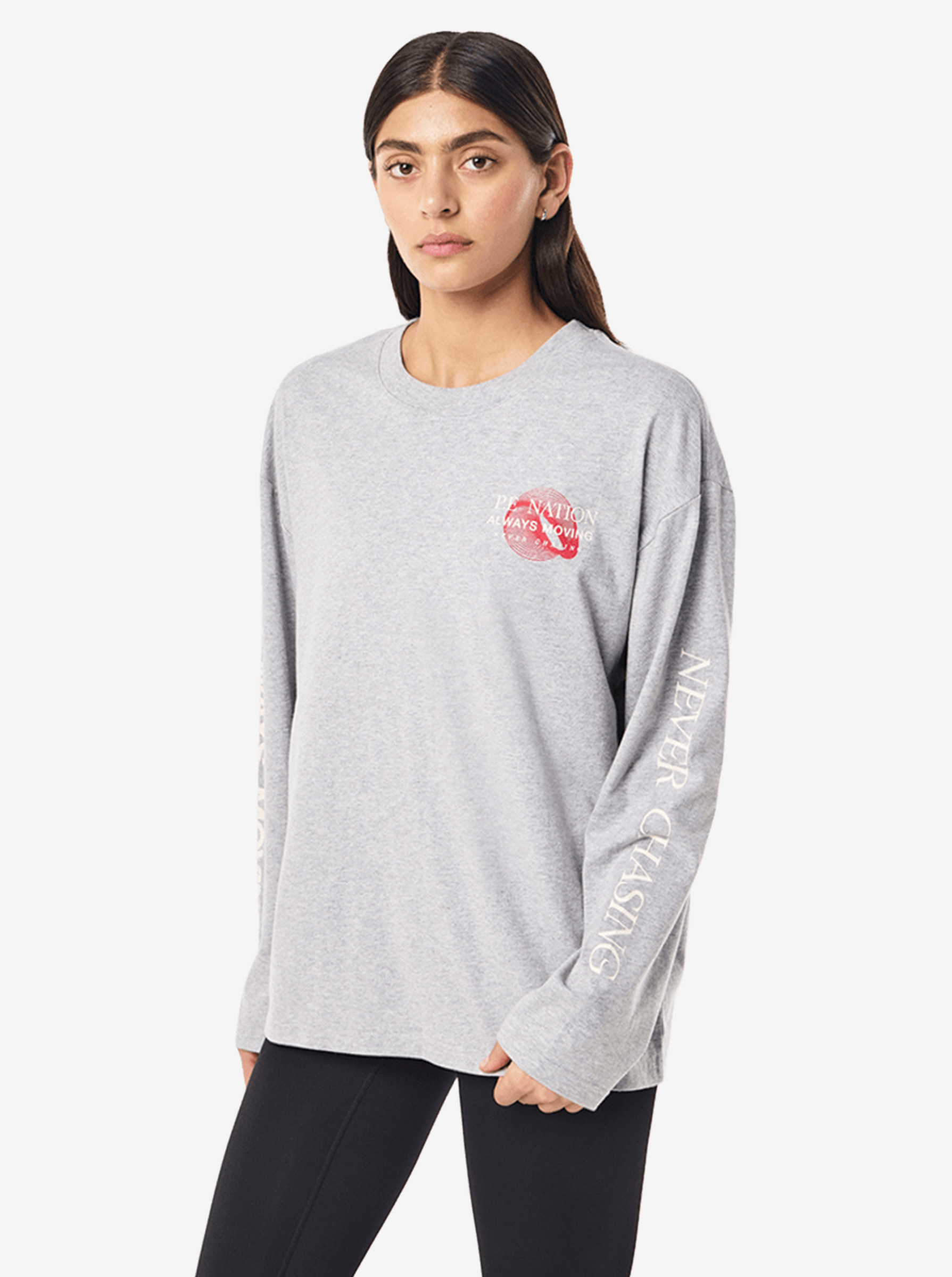 Snap Long Sleeve Tee in Grey Marle