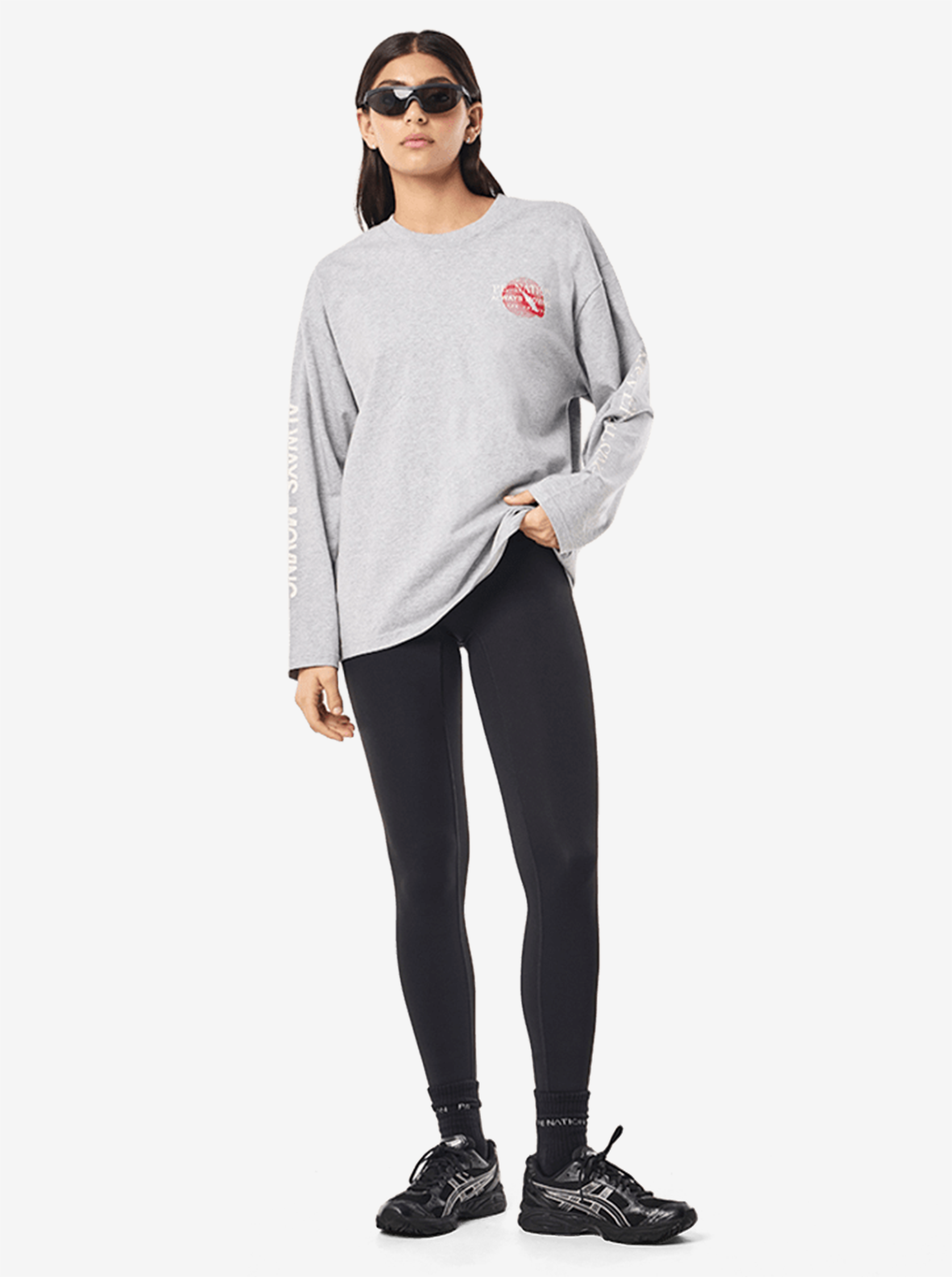 Snap Long Sleeve Tee in Grey Marle