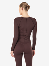 Foundation V Neck Long Sleeve Top in Dark Plum