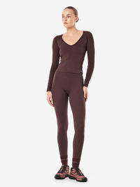 Foundation V Neck Long Sleeve Top in Dark Plum