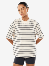 Oversized Spark Tee in Whisper White Stripe