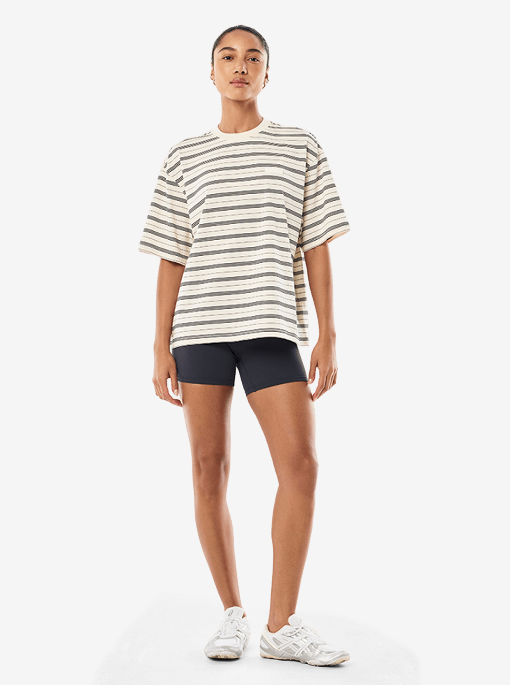 Oversized Spark Tee in Whisper White Stripe