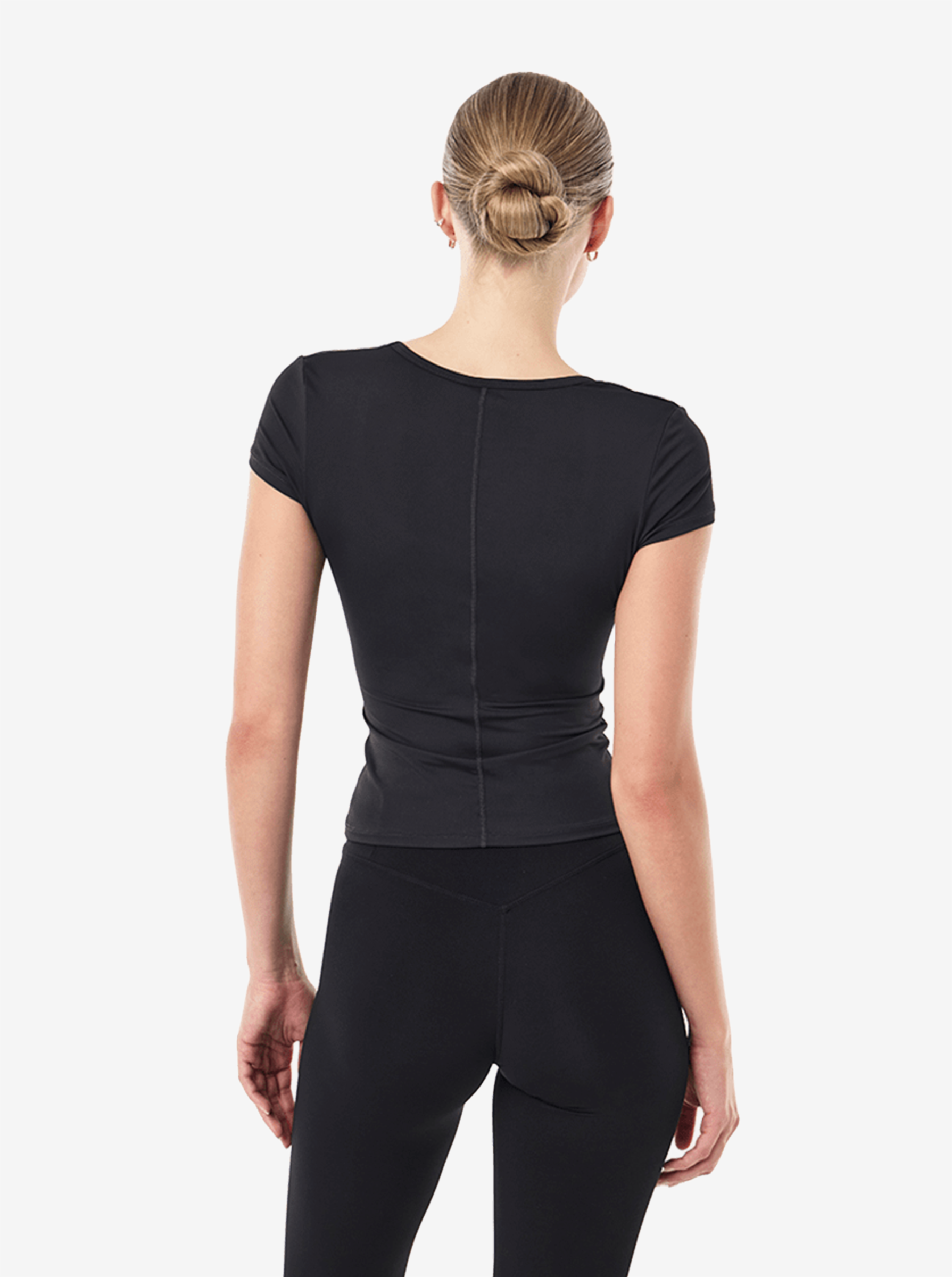 Foundation Scoop Short Sleeve Top in Black