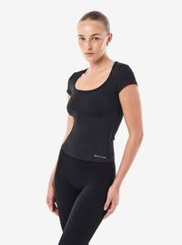 Foundation Scoop Short Sleeve Top in Black