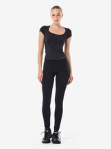 Foundation Scoop Short Sleeve Top in Black