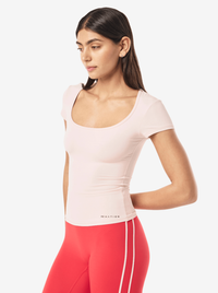 Foundation Scoop Short Sleeve Top in Soft Pink