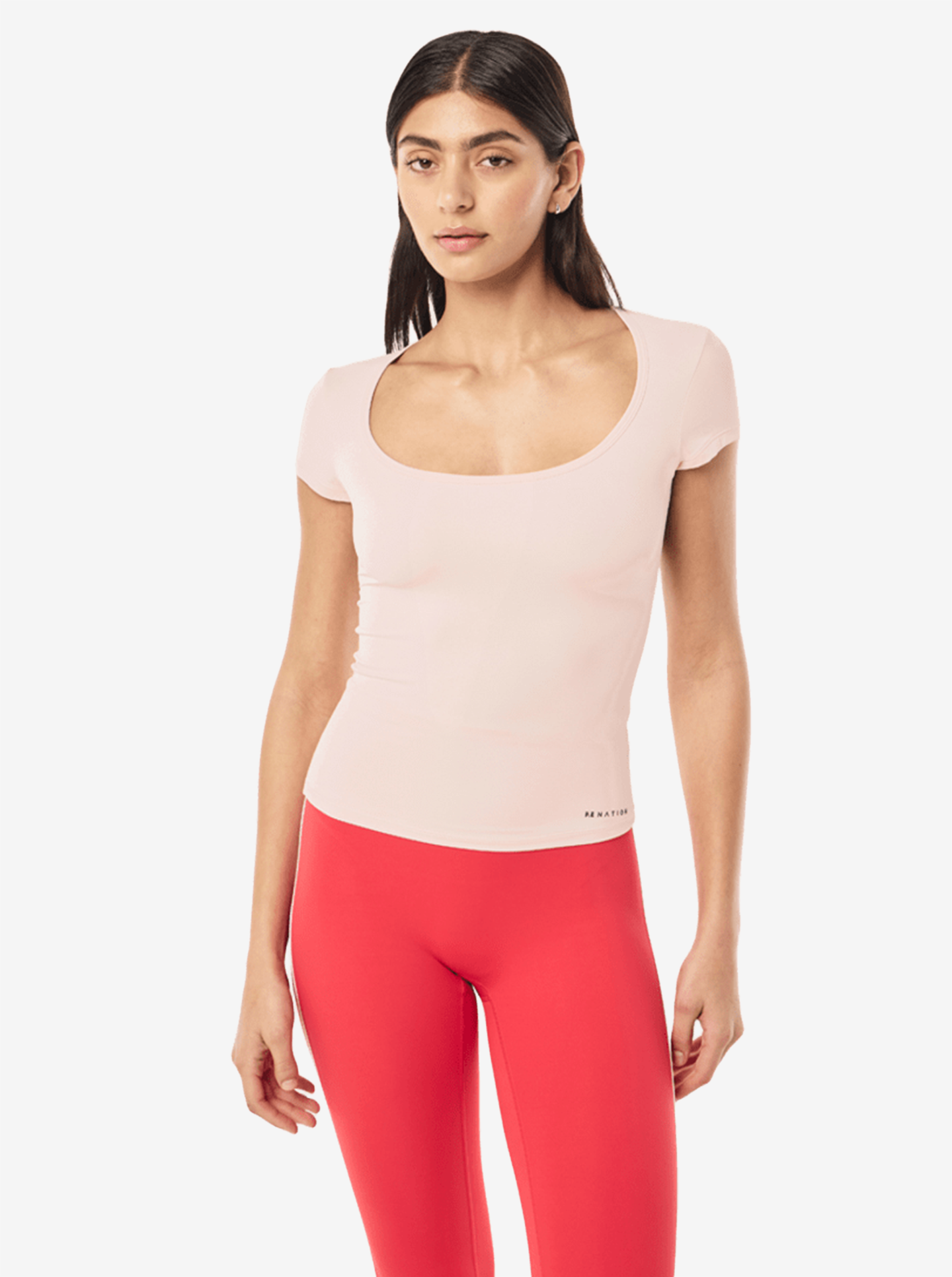 Foundation Scoop Short Sleeve Top in Soft Pink