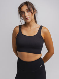 Black Ribbed Seamless Bra