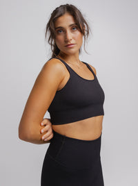 Black Ribbed Seamless Bra