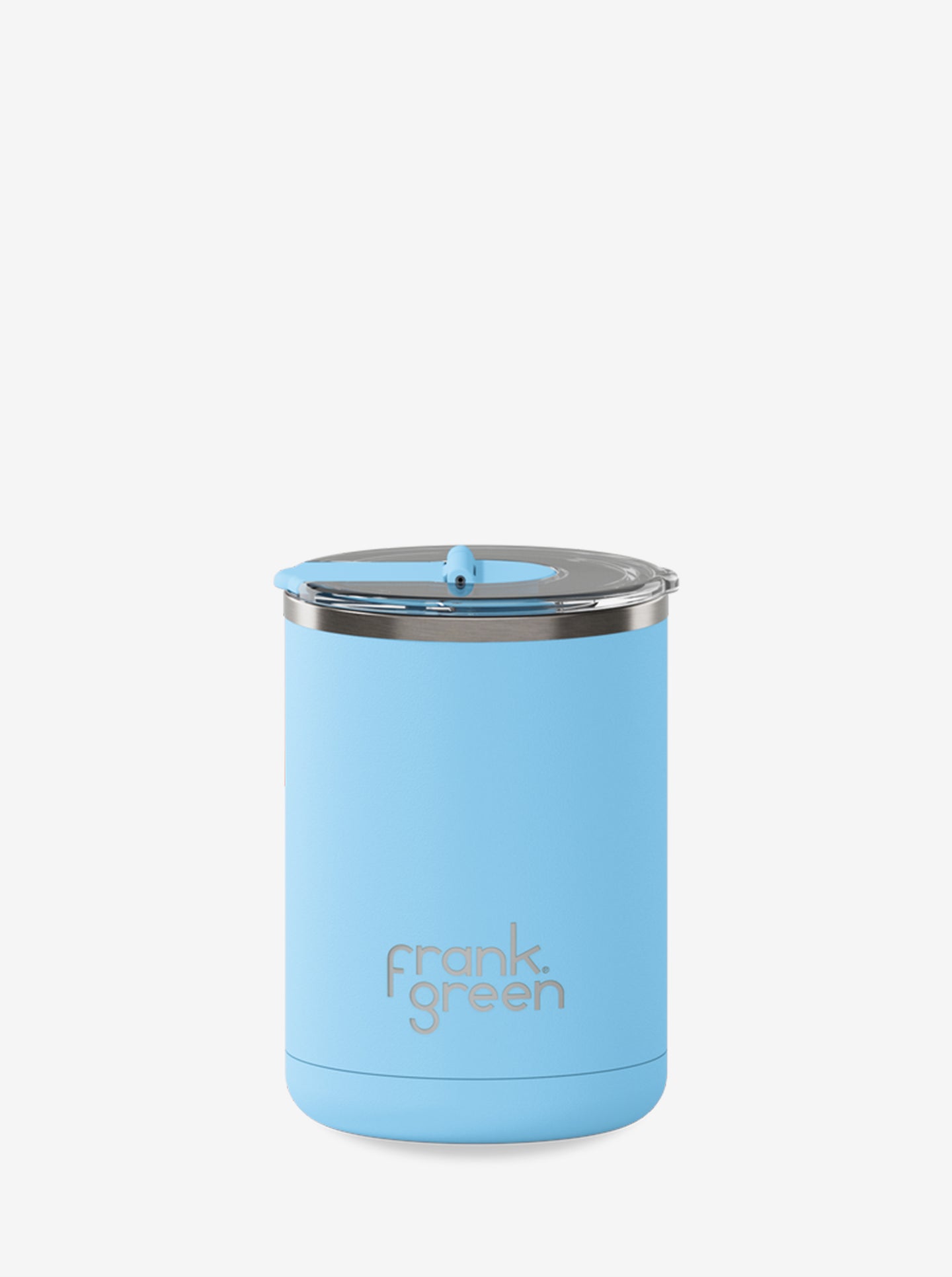 Ceramic Coffee Cup Hinged Lid Sky Blue 12oz