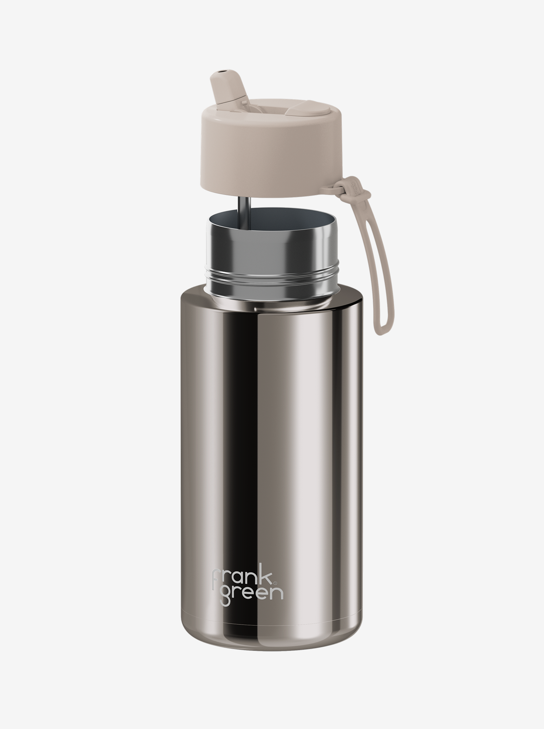 Ceramic Reusable Bottle Chrome with Flip Straw 32oz