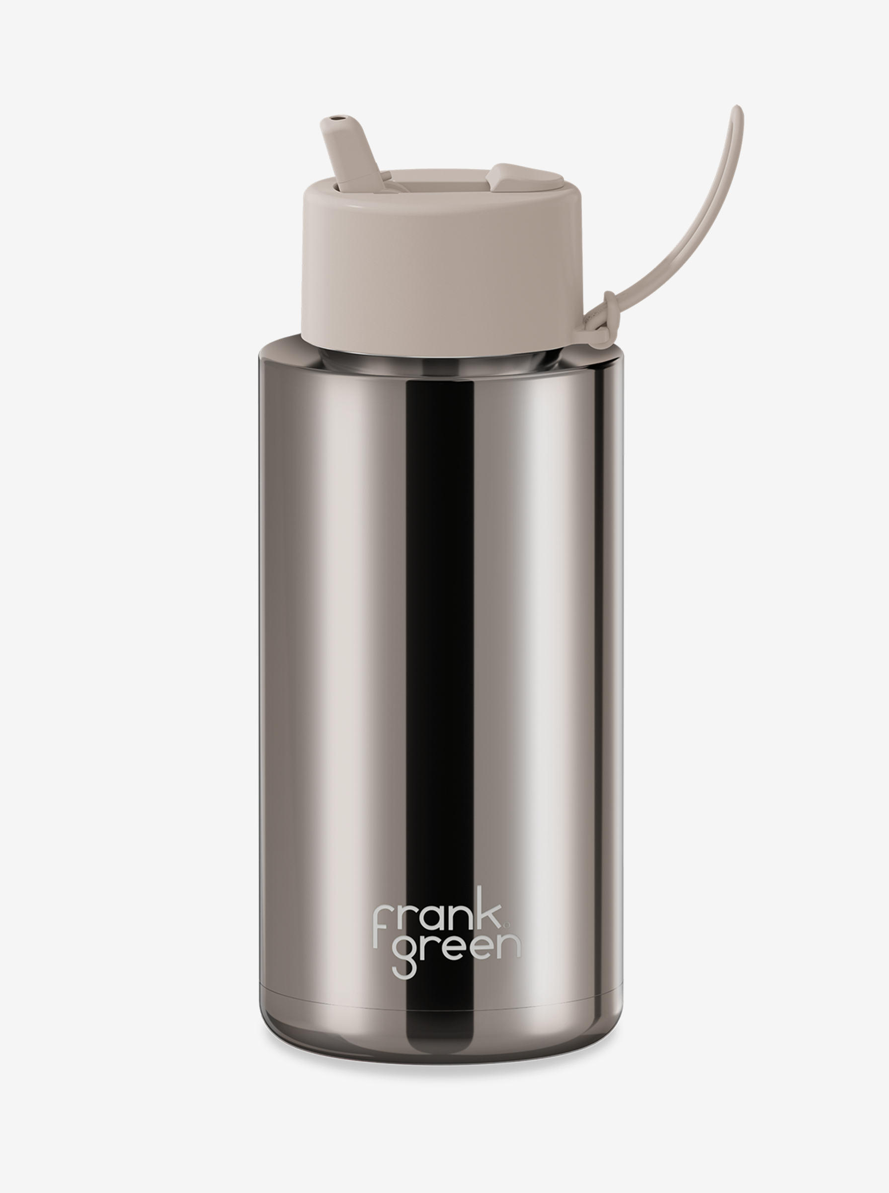 Ceramic Reusable Bottle Chrome with Flip Straw 32oz