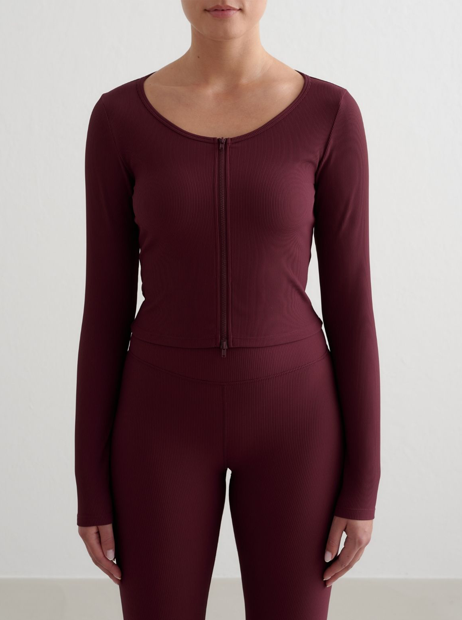 Cherry Ribbed Performance Zipped Cardigan