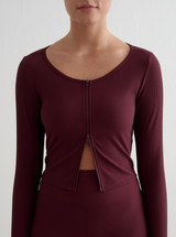 Cherry Ribbed Performance Zipped Cardigan