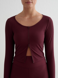 Cherry Ribbed Performance Zipped Cardigan
