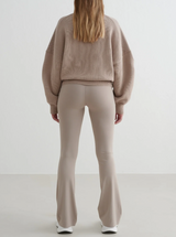 College Knitted Half Zip in Dark Clay