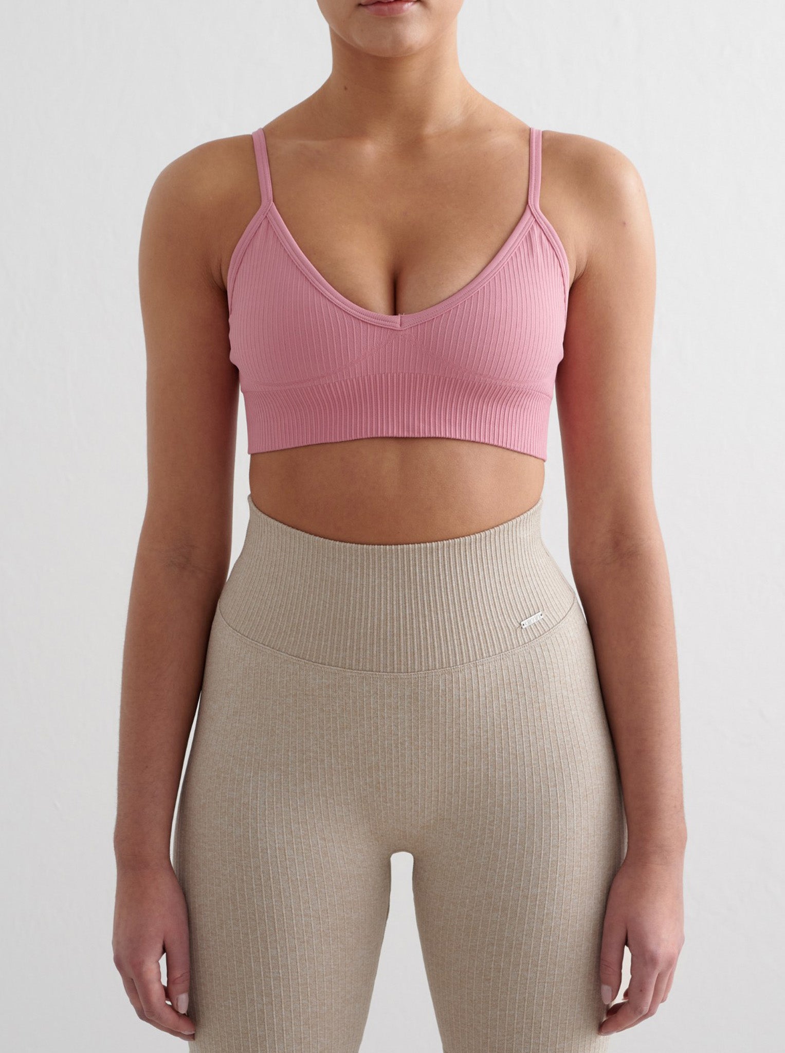 Desert Rose Ribbed Seamless Deep Cut Bra