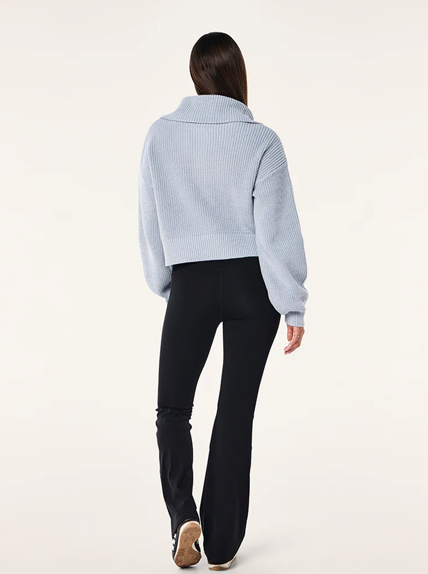 High Season Zip Neck Knit in Ice Blue