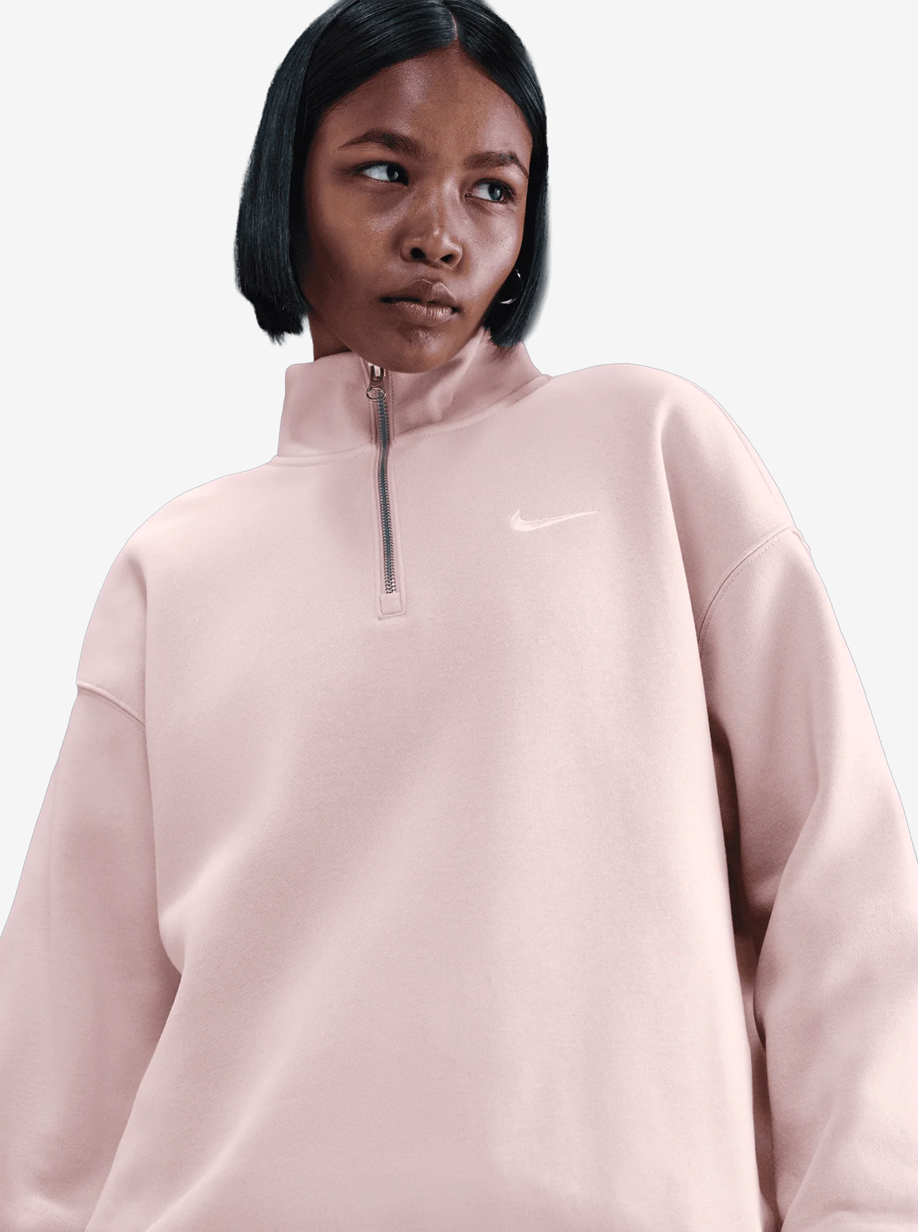 Fleece Oversized 1/4-Zip Long Sweatshirt