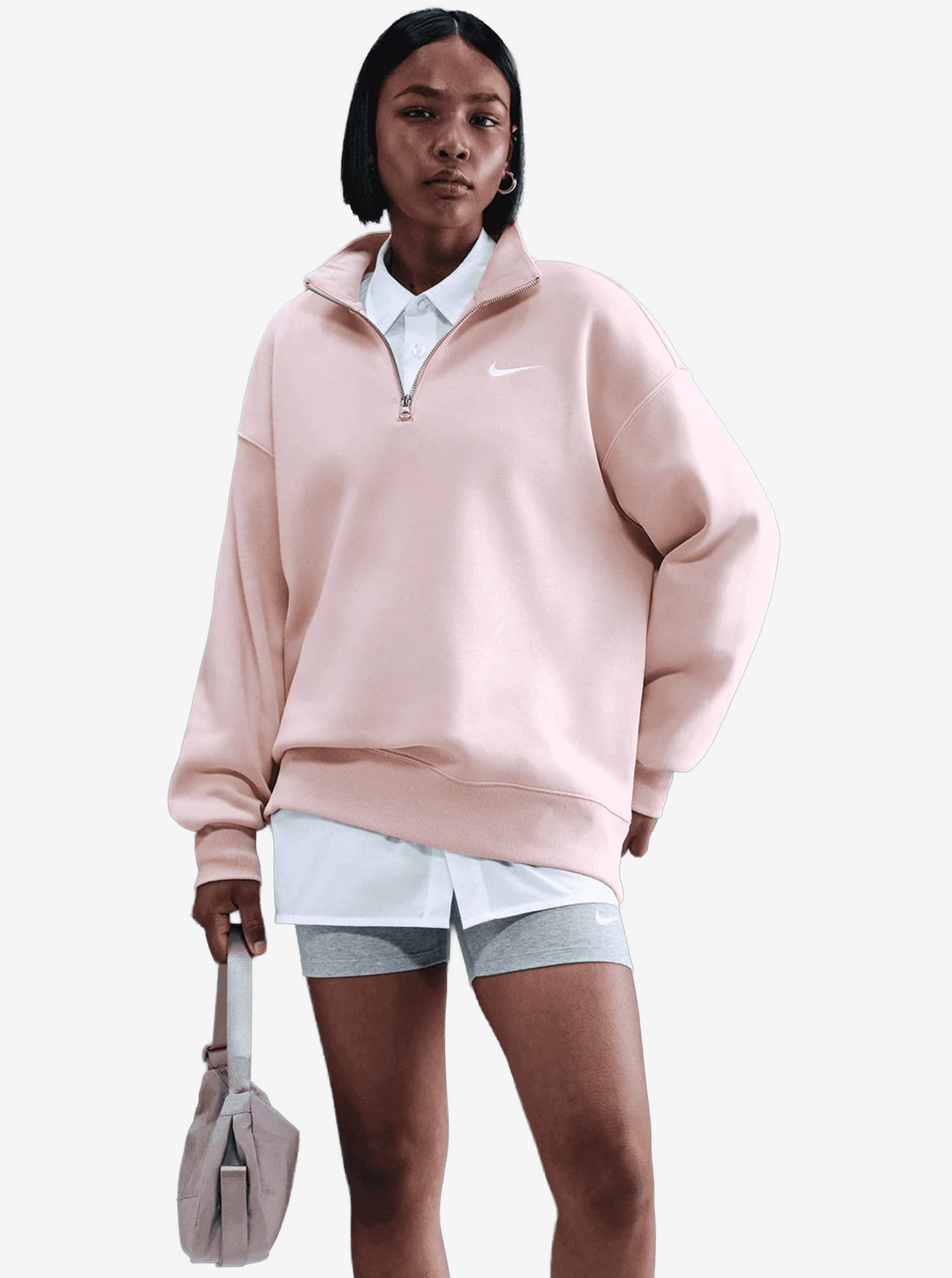 Fleece Oversized 1/4-Zip Long Sweatshirt