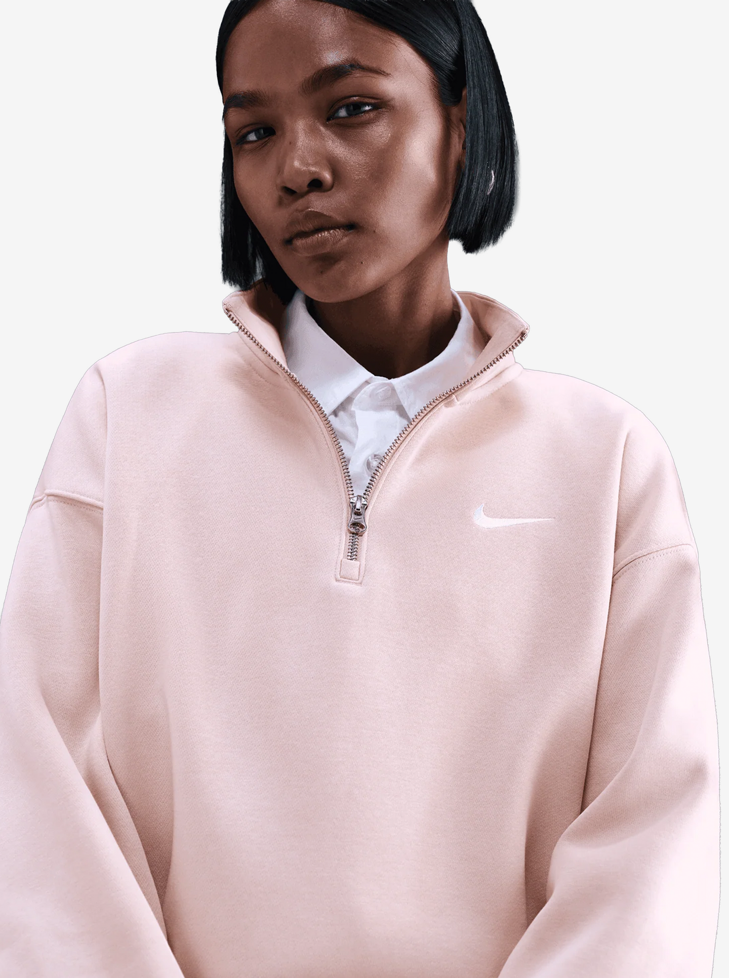Fleece Oversized 1/4-Zip Long Sweatshirt