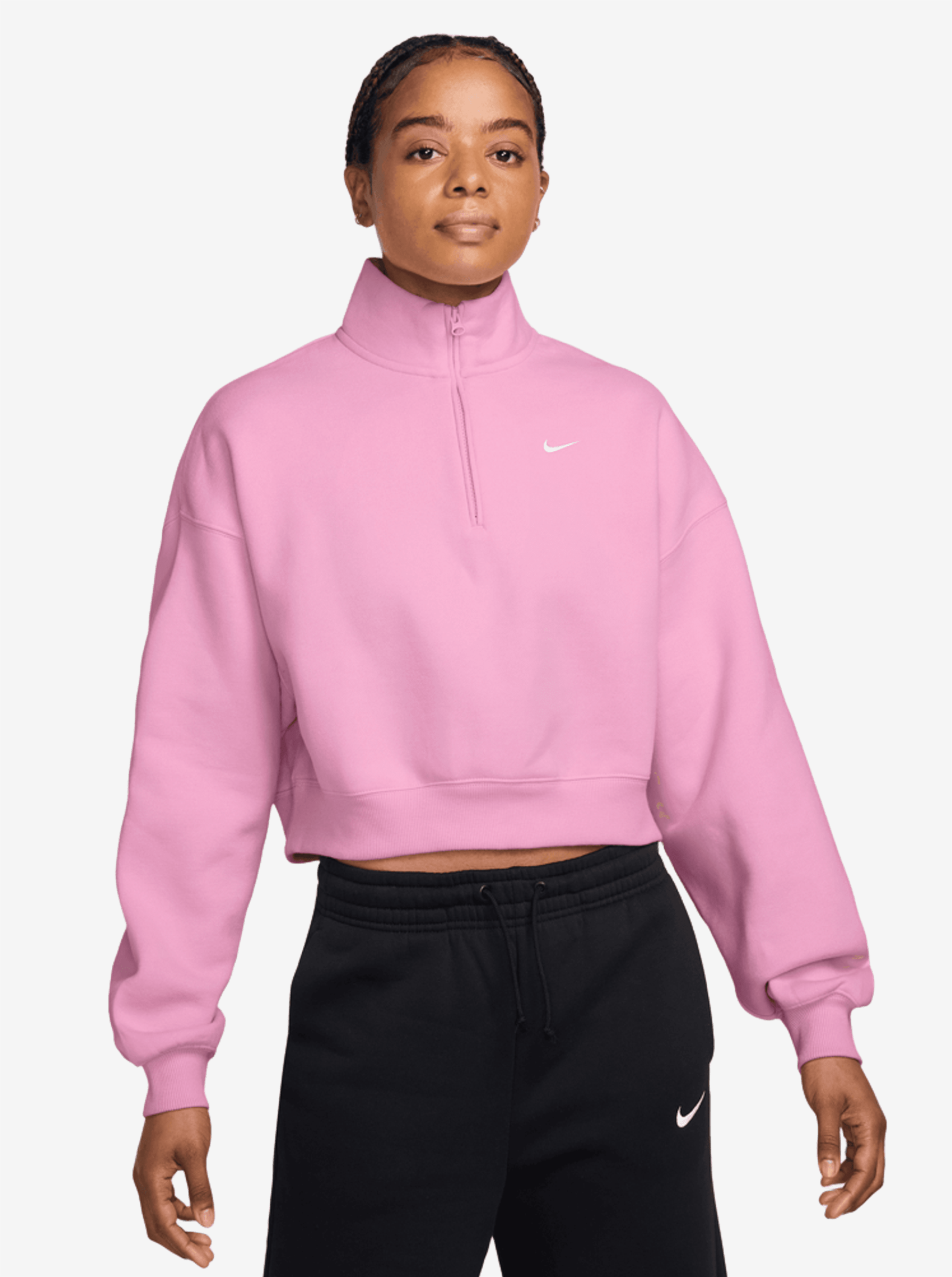 Oversized 1/4 Zip Cropped Top