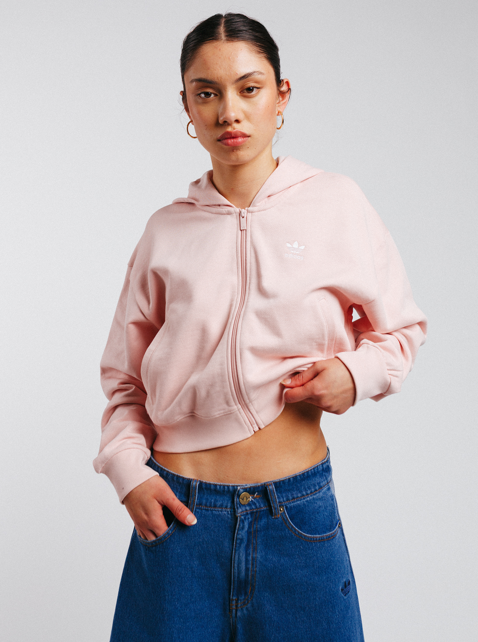 Essentials French Terry Cropped Zip Hoodie