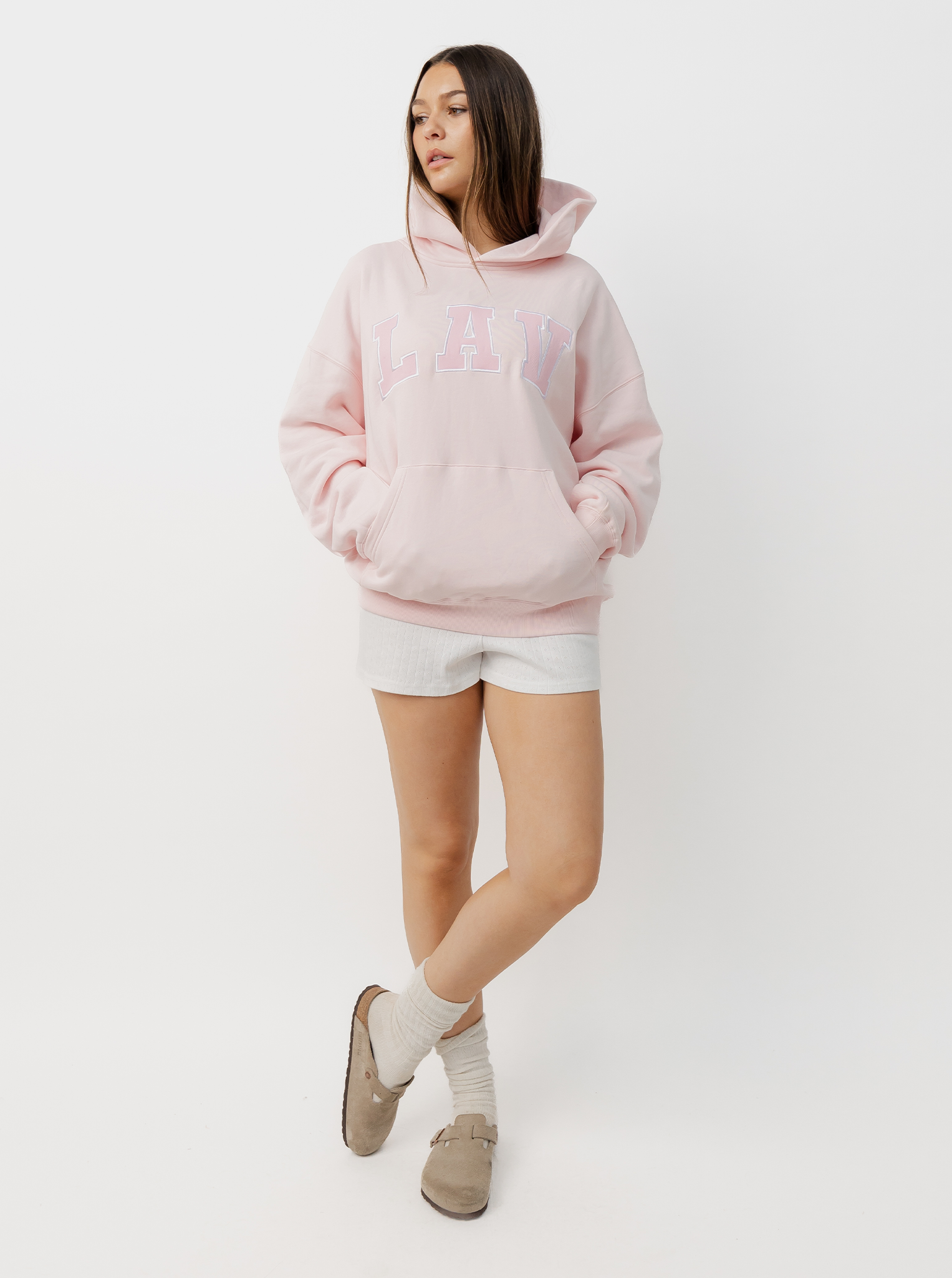 Applique Hoodie in Rose