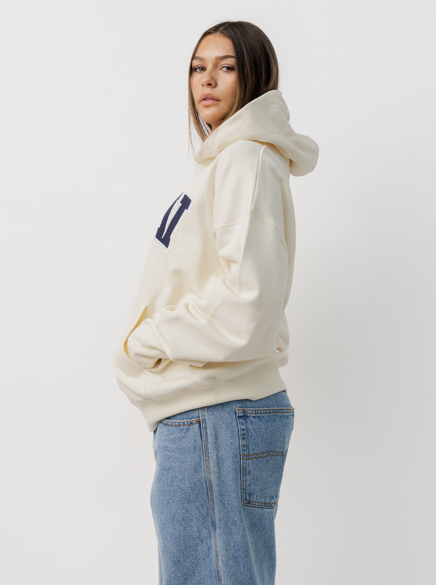 Applique Hoodie in Vanilla