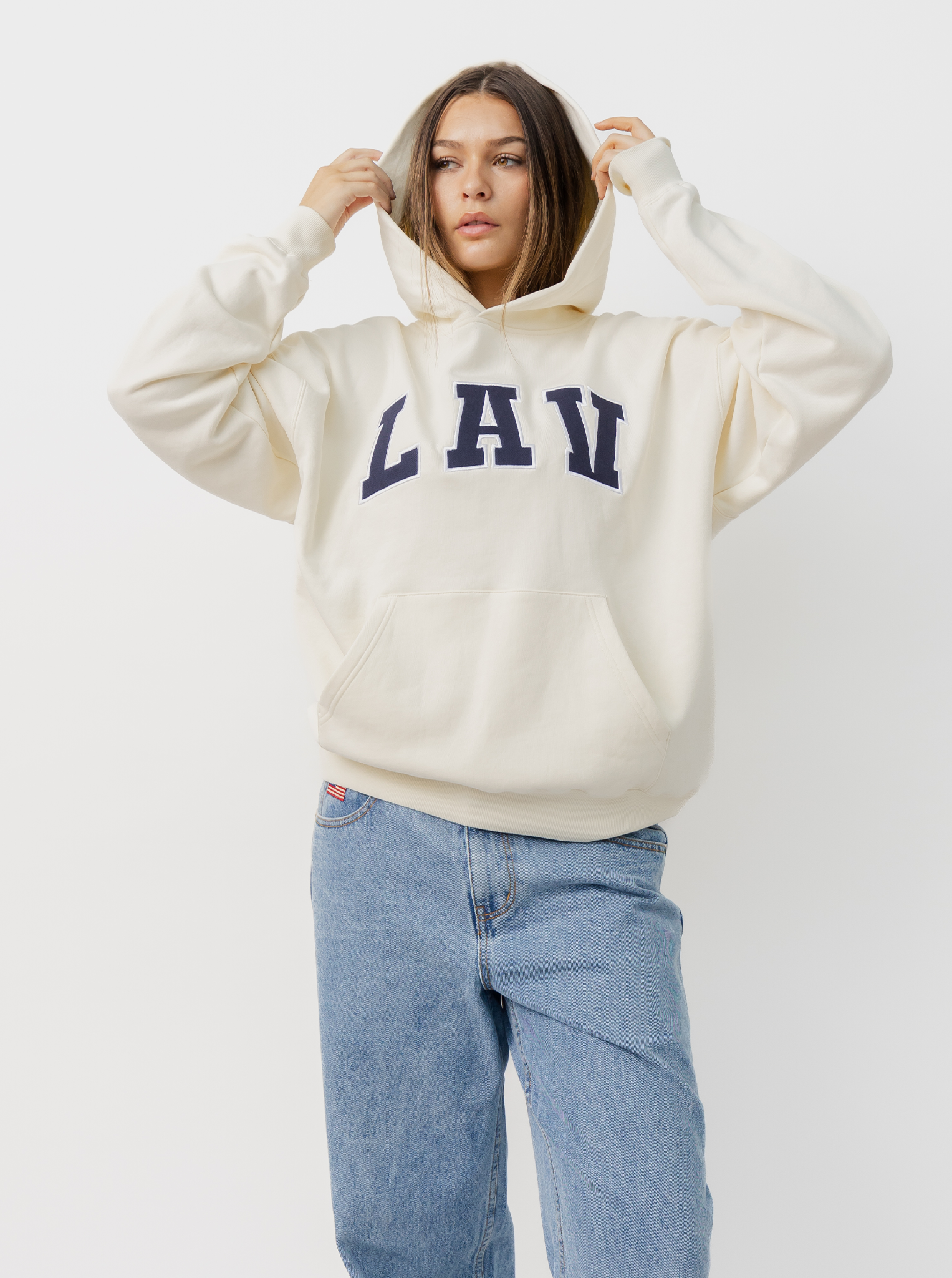 Applique Hoodie in Vanilla