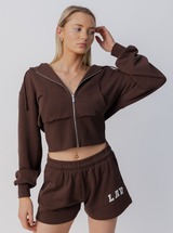 Cinched Zip Through Hoodie