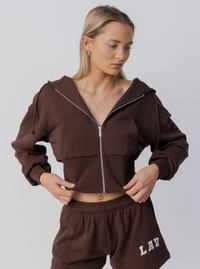Cinched Zip Through Hoodie