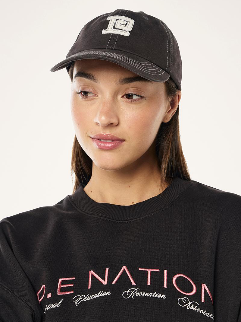 Monogram Cap in Washed Liquorice