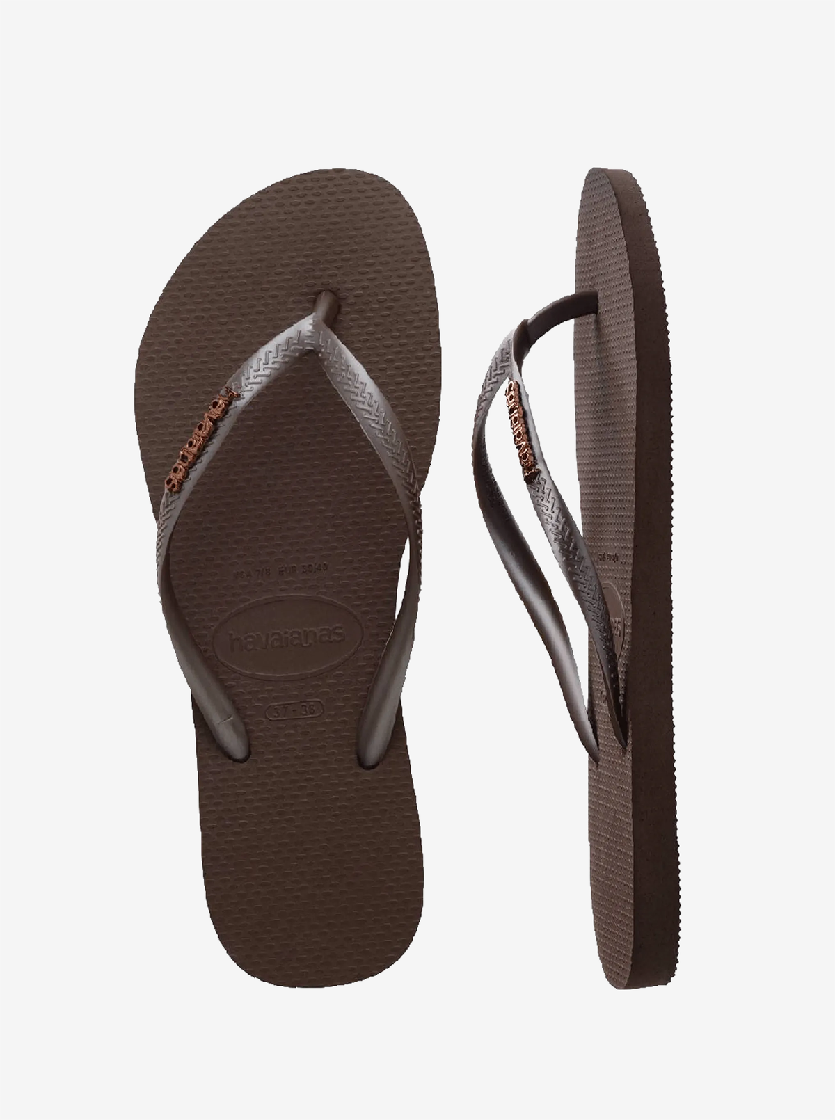 Slim Metallic Logo Flip Flops Womens