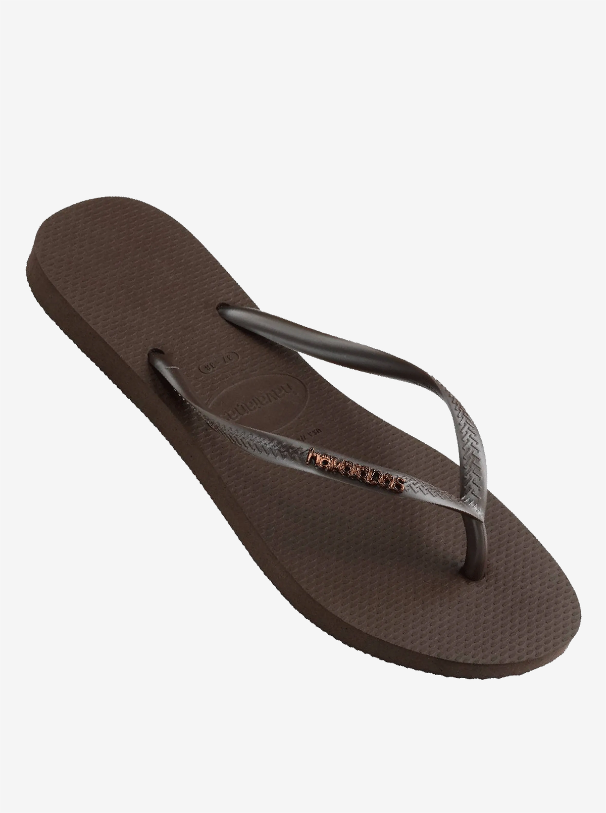 Slim Metallic Logo Flip Flops Womens