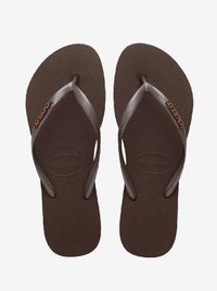 Slim Metallic Logo Flip Flops Womens