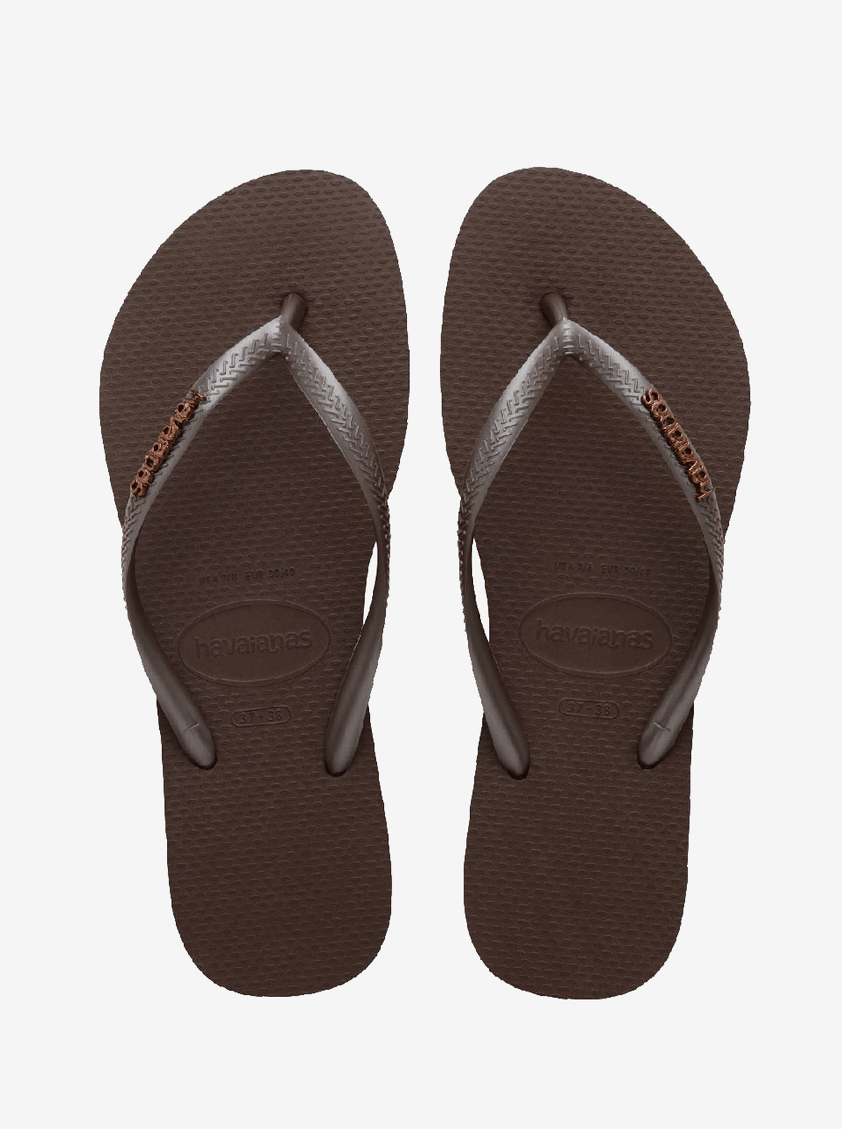 Slim Metallic Logo Flip Flops Womens