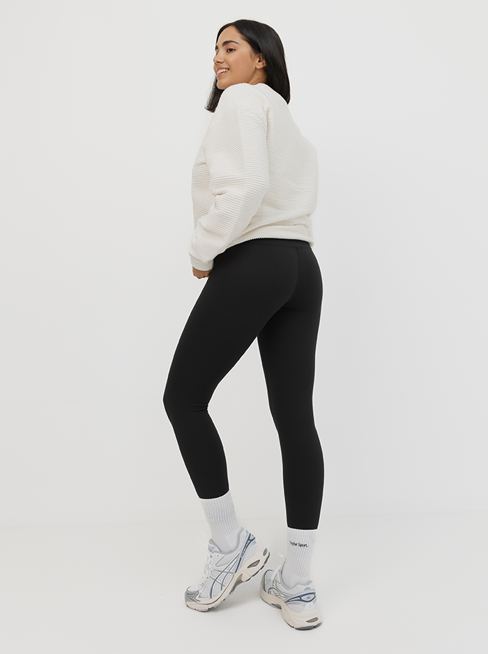 Ribbed Crew in White Cream