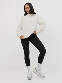 Ribbed Crew in White Cream