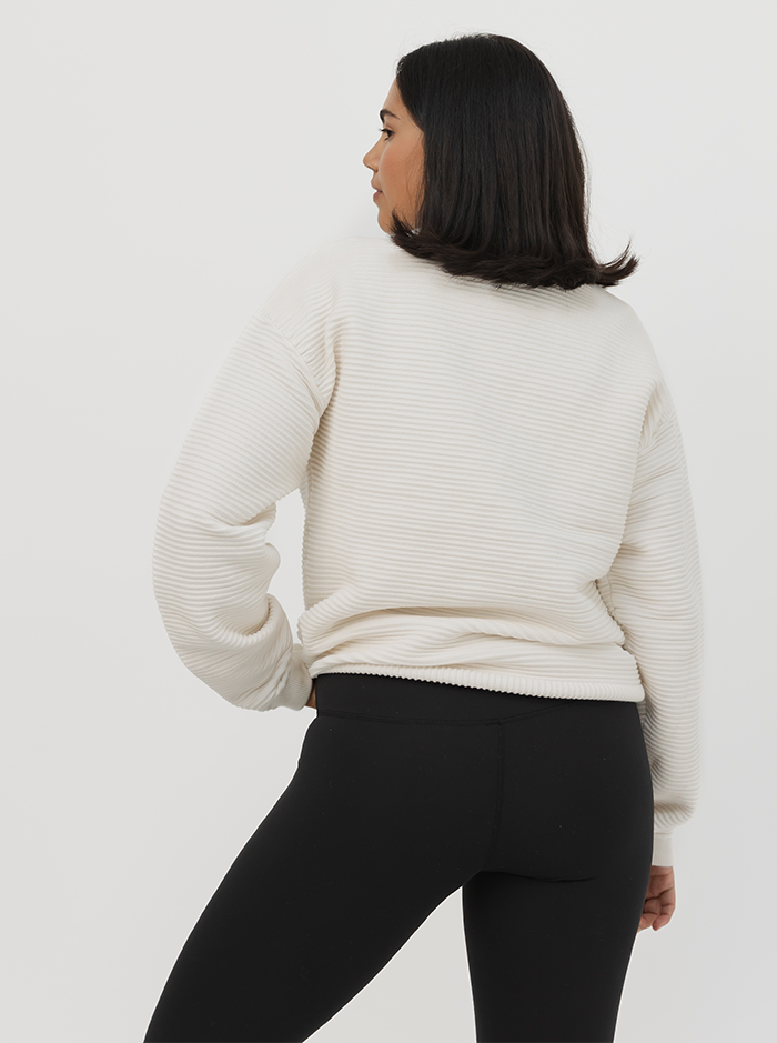 Ribbed Crew in White Cream