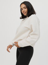 Ribbed Crew in White Cream