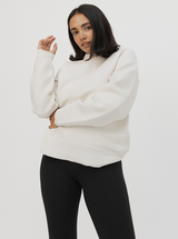 Ribbed Crew In White Cream