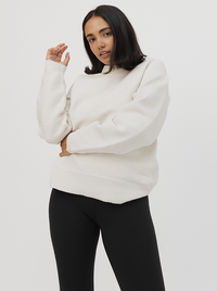 Ribbed Crew In White Cream