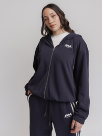 Oversized Zip Hood in Midnight