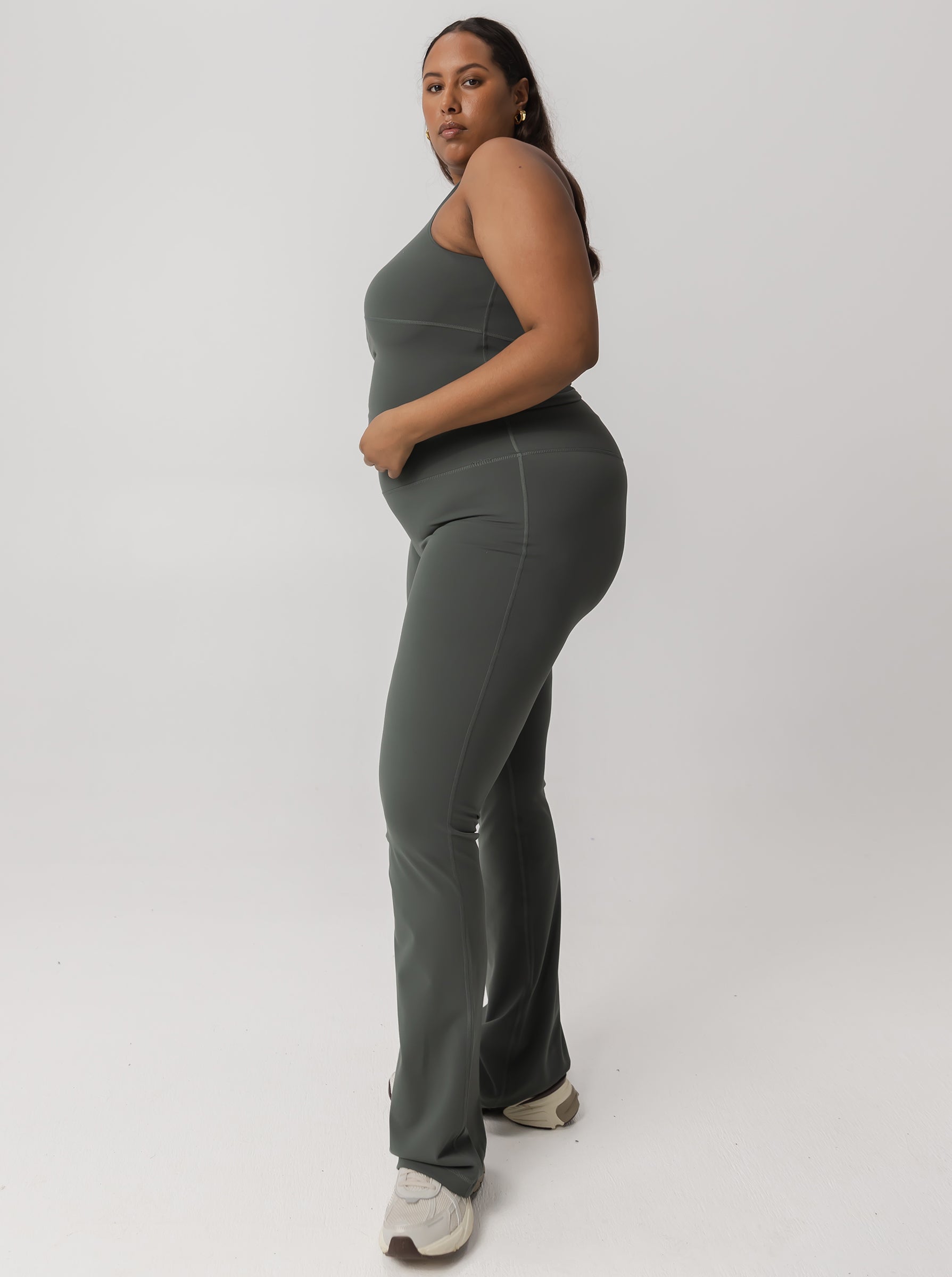 Peached Taylor Flared Tight in Eucalyptus