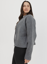 Zip Cardi in Pepper Marl