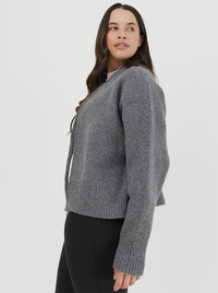 Zip Cardi in Pepper Marl