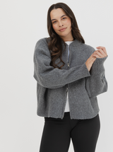 Zip Cardi in Pepper Marl